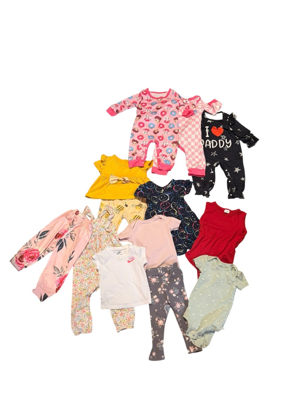 Mixed Baby Girl Clothing Lot 6-9 Months Pink Yellow Floral Red Black
